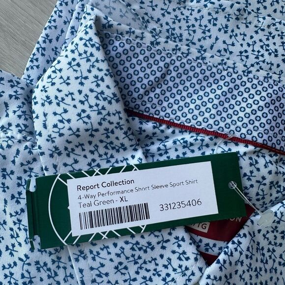 Report Collection Performance Short‎ Sport Shirt w/ Floral Print in Blue XL Nwt - Picture 6 of 6